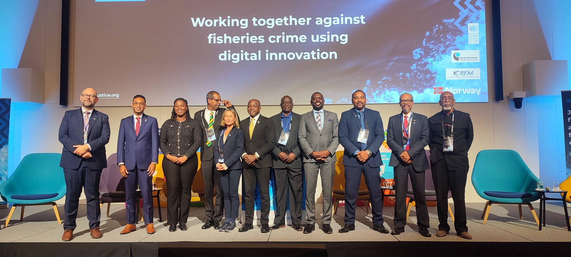 Group photo at the end of the launch of the Blue Justice Caribbean Hub - photo by Derrick Theophile of Dominica  - photo by Derrick Theophile of Dominica