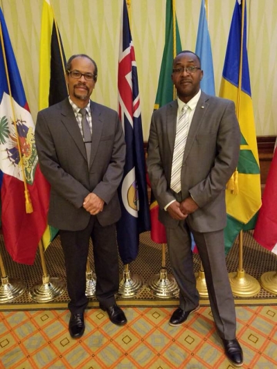 CRFM Executive Director, Milton Haughton (left), and Chair of the Ministerial Council, David Osborne, Minister of Agriculture, Trade, Lands, Housing and the Environment (MATLHE) of Montserrat